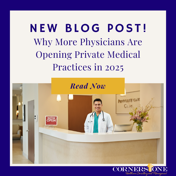 Physician celebrating the opening of a new private medical practice.